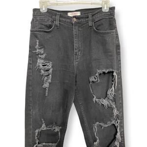 Vibrant MIU Boyfriend Jeans Distressed Denim Zip Fly Closure Denim Black W US 9